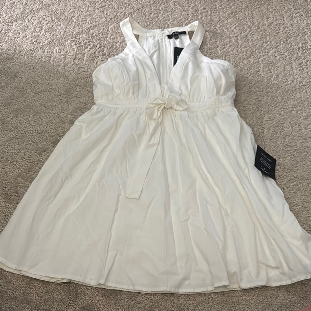 Lulu's White Mini Dress with Bow